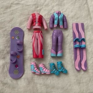 Polly Pocket Snow boarding & Skis bundle lot vintage